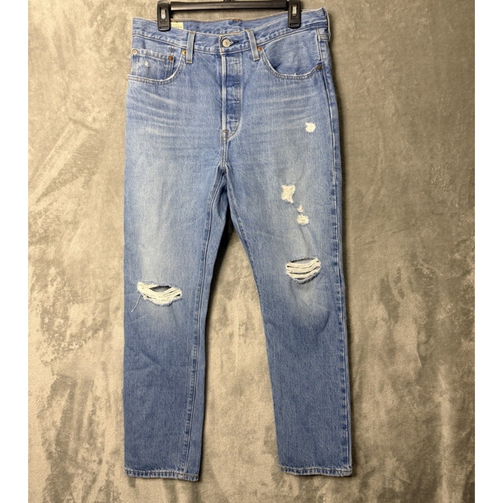 Levis 501 Jeans Premium 30x30 Blue Denim Distressed Holes
